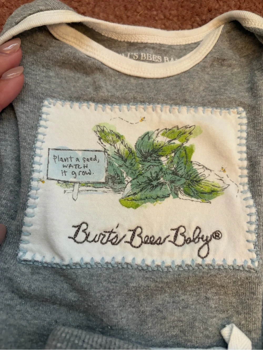 Burt's Bees Baby Gray and Cream Stripe Jogger Set